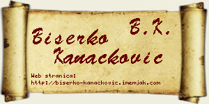 Biserko Kanačković vizit kartica